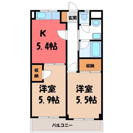 鹿沼駅 徒歩22分 3階の物件間取画像